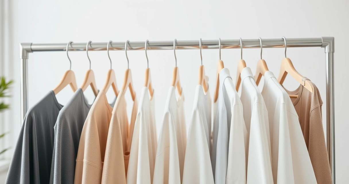 Arara com roupas de tons neutros num ambiente claro
