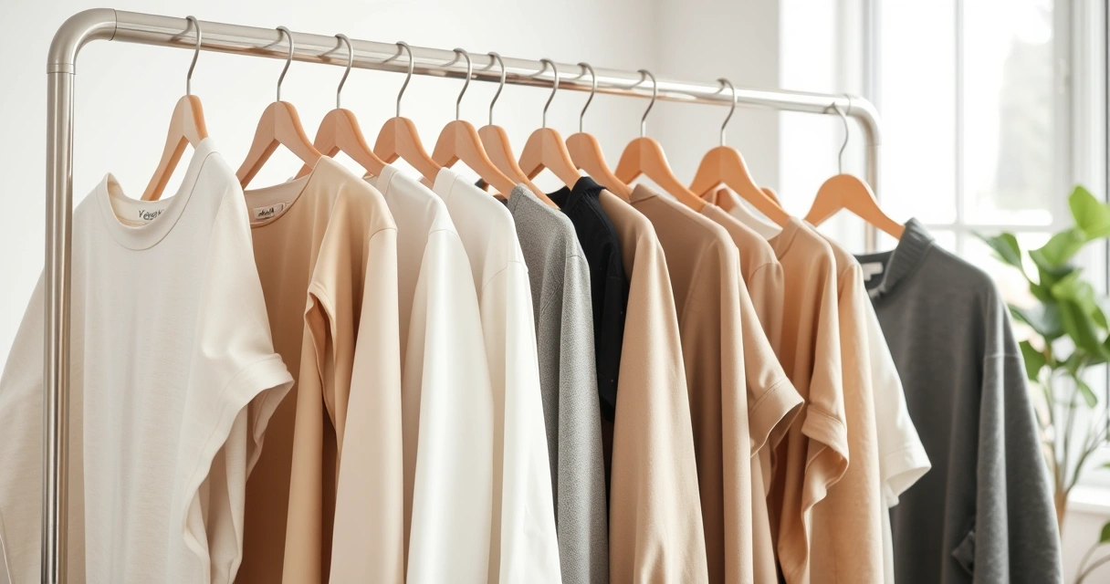 Arara com roupas de tons neutros num ambiente claro