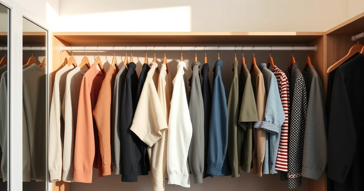 Roupas dobradas com cuidado dentro de um guarda-roupa aberto