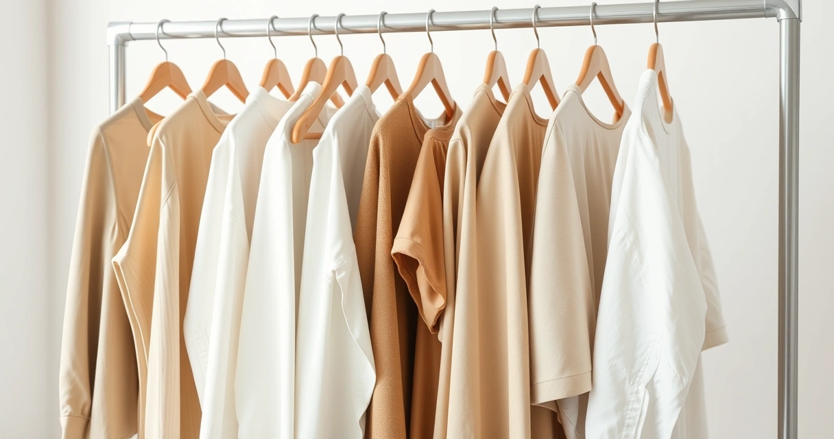 Arara com roupas de tons neutros num ambiente claro